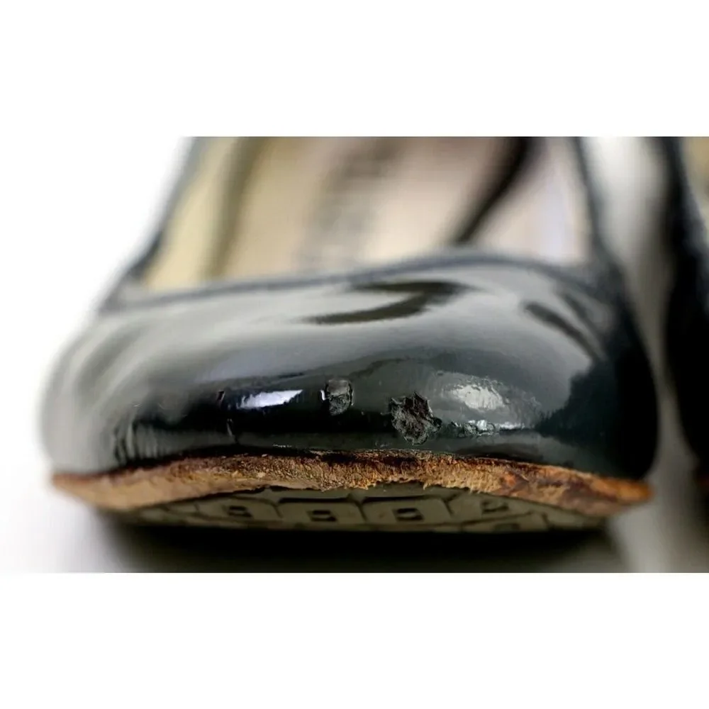 Tsubo DARK GRAY PATENT LEATHER FLAT BALLET SLIP ON SHOES Sz 7 US/38